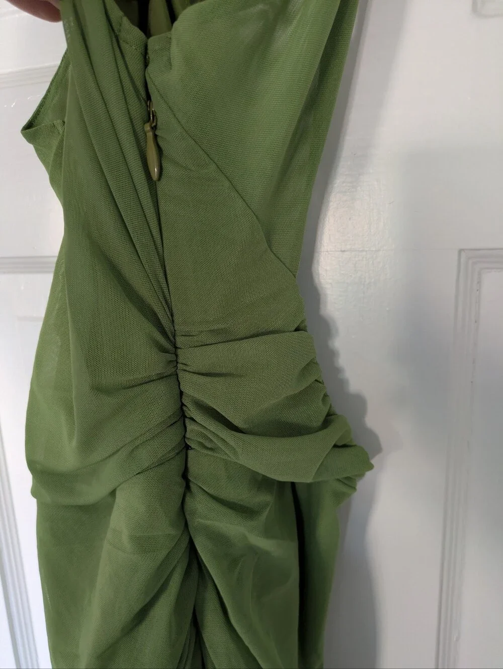 Abercrombie Sheer High Neck Maxi Dress Kiwi Green Size M